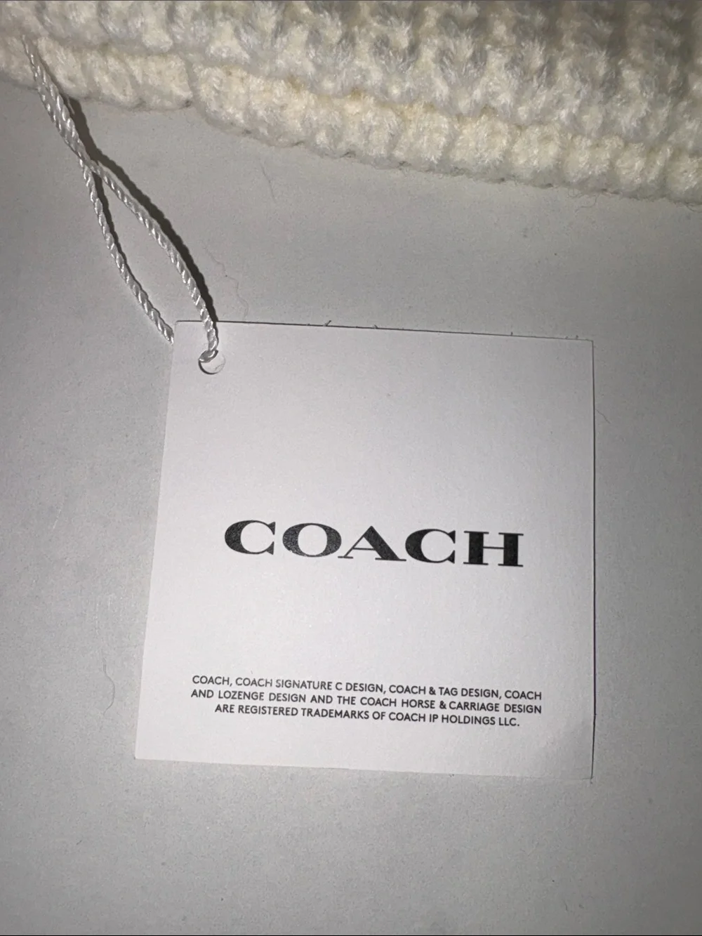 Coach Cream Ribbed Knit Headband with Signature Patch